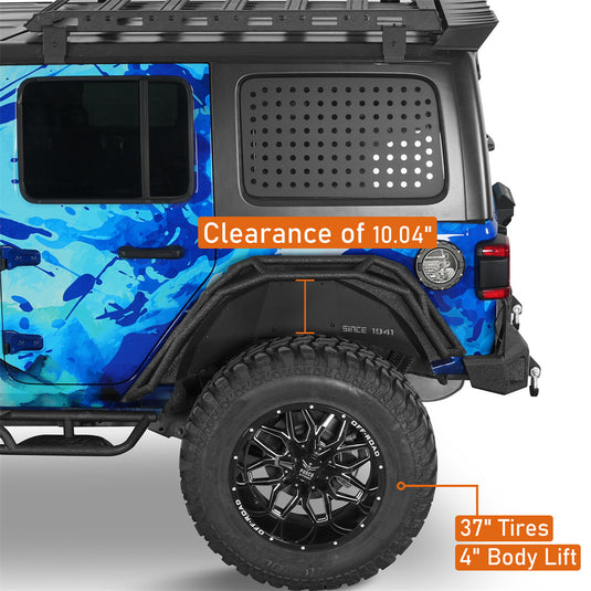 Tube Rear Fender Flares for 2018-2026 Jeep Wrangler JL Hooke Road b3096s 6