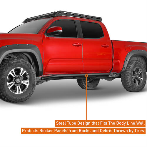 Load image into Gallery viewer, 2016-2023 Toyota Tacoma Side Steps Tube Slider Rocker Guards 4x4 Truck Parts - Hooke Road b4216s 10
