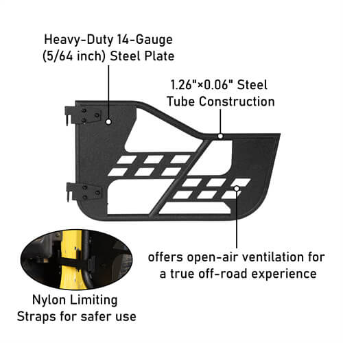 Load image into Gallery viewer, HookeRoad Tubular Doors w/Side Mirrors for 1997-2006 Jeep Wrangler TJ b1005s 14
