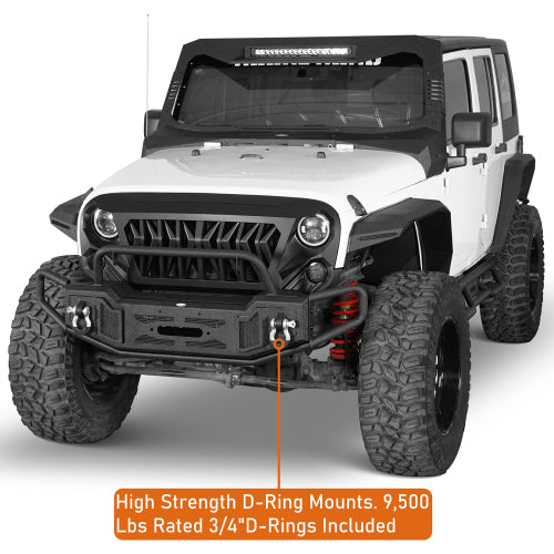 Hooke Road Jeep JK Tubular Front Bumper for 2007-2018 Jeep Wrangler JK b2091 11