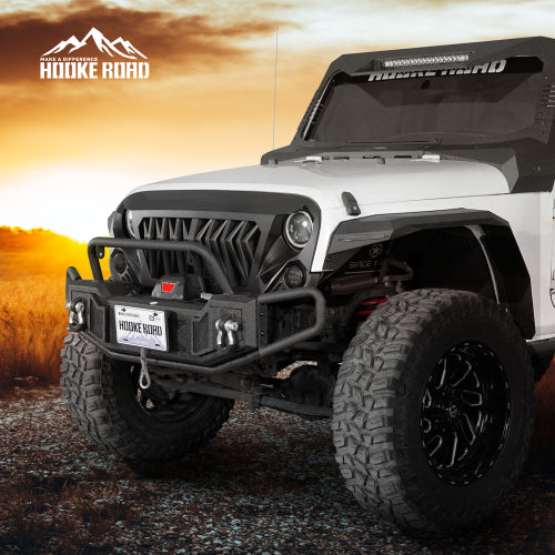 Load image into Gallery viewer, Hooke Road Jeep JK Tubular Front Bumper for 2007-2018 Jeep Wrangler JK b2091 6
