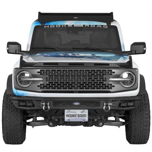 Hooke Road Tubular Front Bumper w/ Skid Plate for 21-26 Ford Bronco b8957s 2