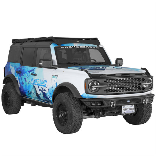 Hooke Road Tubular Front Bumper w/ Skid Plate for 21-26 Ford Bronco b8957s 3