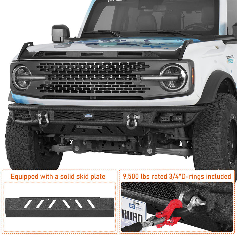Load image into Gallery viewer, Hooke Road Tubular Front Bumper w/ Skid Plate for 21-26 Ford Bronco b8957s 6

