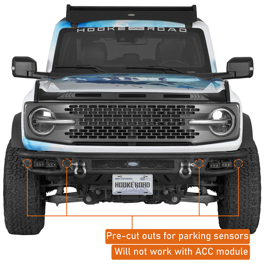 Hooke Road Tubular Front Bumper w/ Skid Plate for 21-26 Ford Bronco b8957s 7