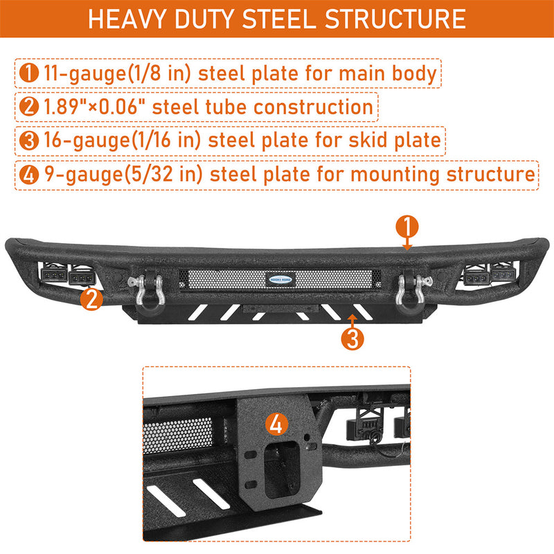 Load image into Gallery viewer, Hooke Road Tubular Front Bumper w/ Skid Plate for 21-26 Ford Bronco b8957s 8
