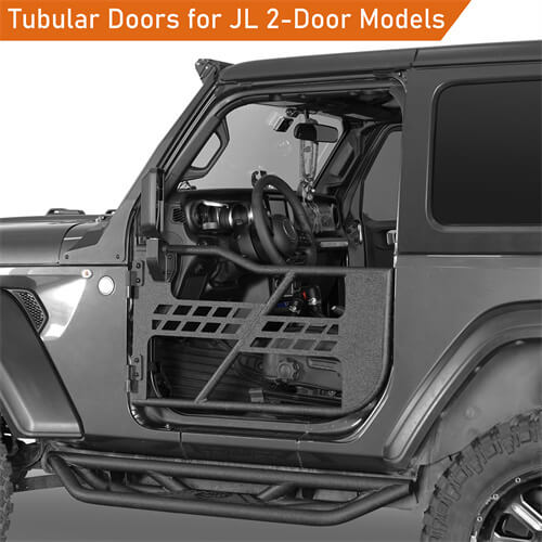 18-23 Jeep Wrangler JL Tubular Half Doors w/Side View Mirrors For 2-Door - Hooke Road b3046s 16