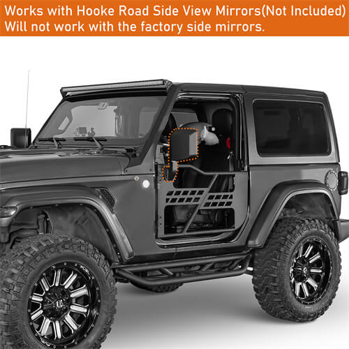 18-23 Jeep Wrangler JL Tubular Half Doors w/Side View Mirrors For 2-Door - Hooke Road b3046s 19