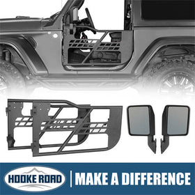 18-23 Jeep Wrangler JL Tubular Half Doors w/Side View Mirrors For 2-Door - Hooke Road b3046s 1