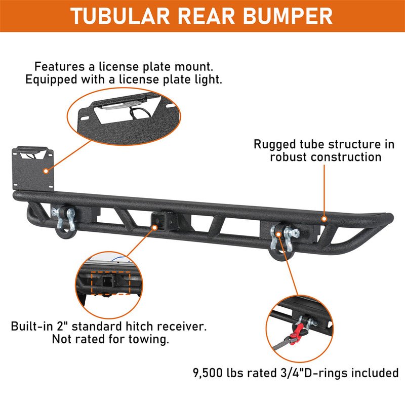 Load image into Gallery viewer, Tubular Rear Bumper for 1976-1986 Jeep CJ-5 CJ-7 CJ-8 Scrambler Hooke Road b1089s 8
