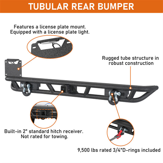Tubular Rear Bumper for 1976-1986 Jeep CJ-5 CJ-7 CJ-8 Scrambler Hooke Road b1089s 8