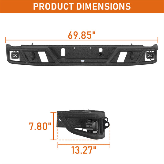 Tubular Rear Bumper for 2015-2022 Chevy Colorado & GMC Canyon Hooke Road b9126s 4