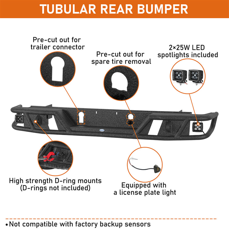 Load image into Gallery viewer, Tubular Rear Bumper for 2015-2022 Chevy Colorado &amp; GMC Canyon Hooke Road b9126s 8
