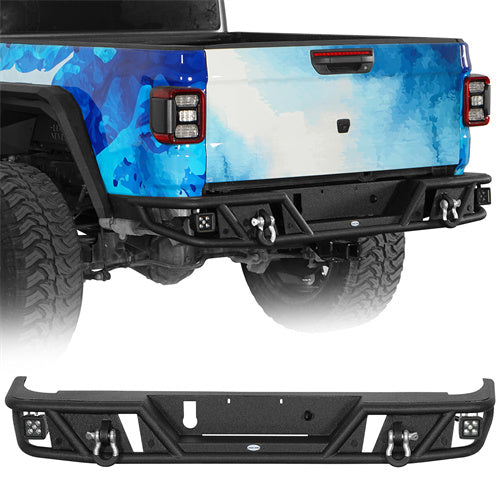 Hooke Road Rear Bumper wth Spotlights for 2020-2025 Jeep Gladiator JT b7028s 1