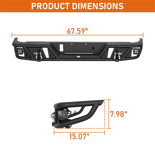 Hooke Road Rear Bumper wth Spotlights for 2020-2025 Jeep Gladiator JT b7028s 5
