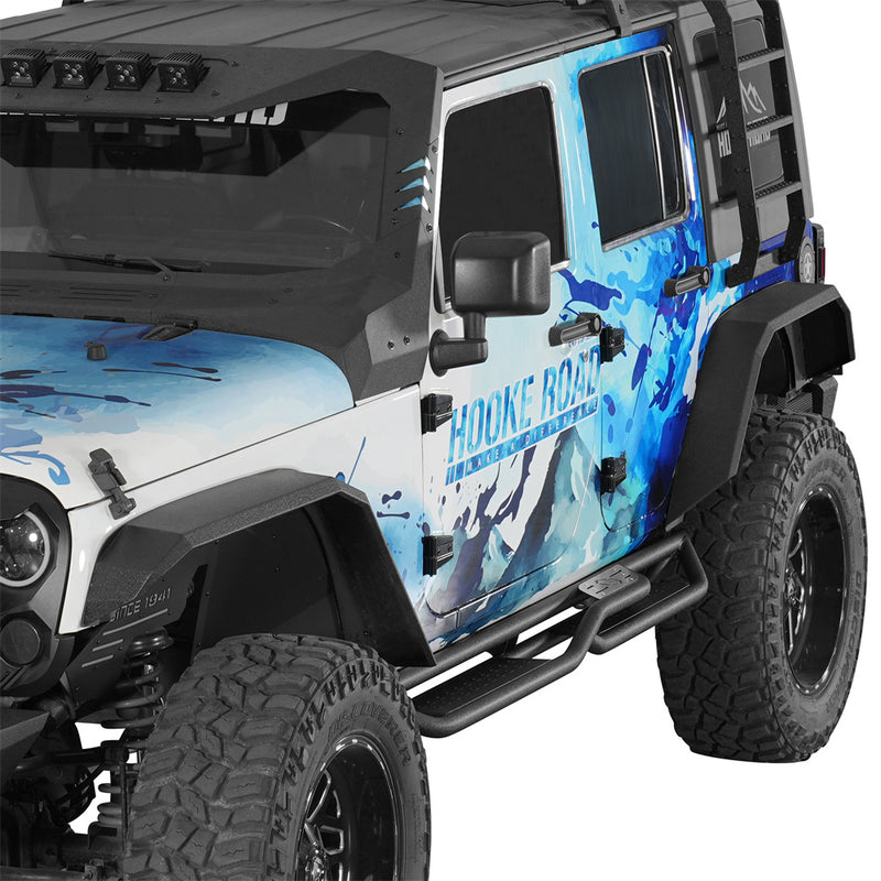 Load image into Gallery viewer, Two-Stair Nerf Side Steps for 2007-2018 Jeep Wrangler JK 4-Door Hooke Road b2110 2
