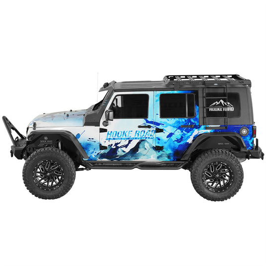 Two-Stair Nerf Side Steps for 2007-2018 Jeep Wrangler JK 4-Door Hooke Road b2110 3