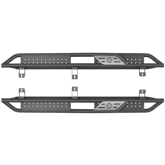 Two-Stair Nerf Side Steps for 2007-2018 Jeep Wrangler JK 4-Door Hooke Road b2110 4