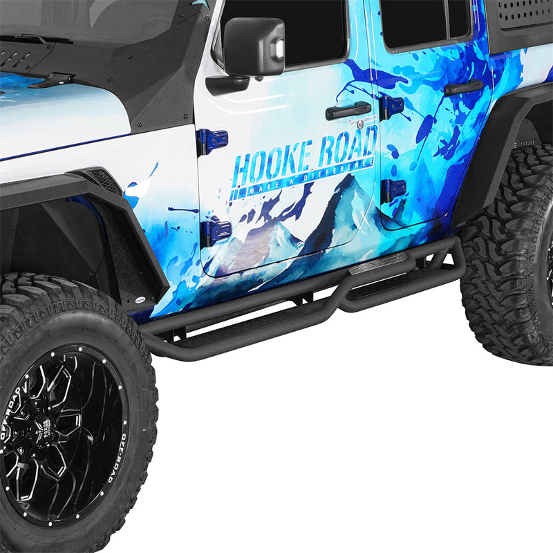 Load image into Gallery viewer, Two-Stair Nerf Side Steps for 2018-2026 Jeep Wrangler JL 4-Door Hooke Road b3101 2
