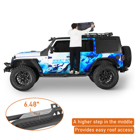 Two-Stair Nerf Side Steps for 2018-2026 Jeep Wrangler JL 4-Door Hooke Road b3101 6