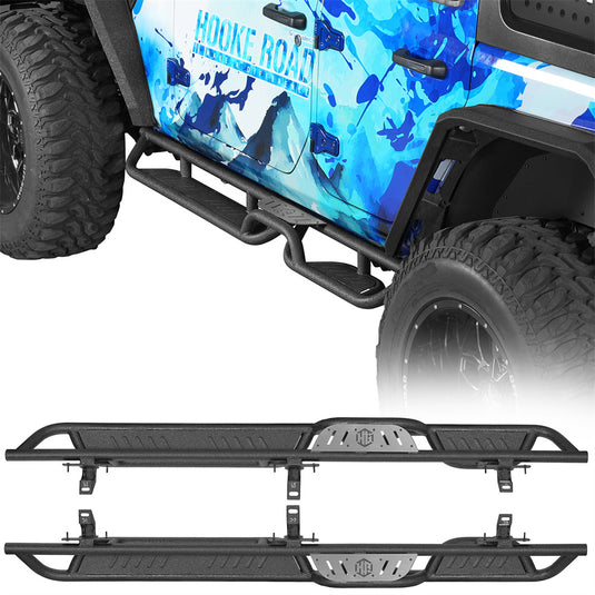Two-Stair Side Step with Non-slip Pads for Jeep Wrangler JL 4-Door Hooke Road b3111s 1