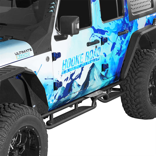 Two-Stair Side Step with Non-slip Pads for Jeep Wrangler JL 4-Door Hooke Road b3111s 2
