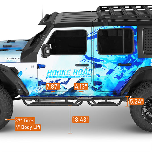 Two-Stair Side Step with Non-slip Pads for Jeep Wrangler JL 4-Door Hooke Road b3111s 5