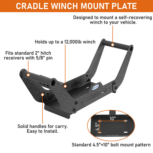 Hooke Road Universal Cradle Winch Mount Plate For 2" Hitch Receiver b9927s 7