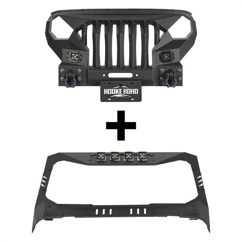 Load image into Gallery viewer, Hooke Road Mad Max Front Bumper &amp; Windshield Frame Cover(18-25 Jeep Wrangler JL &amp; Gladiator JT; Excluding Wrangler 4xe, Rubicon 392, JT Mojave)
