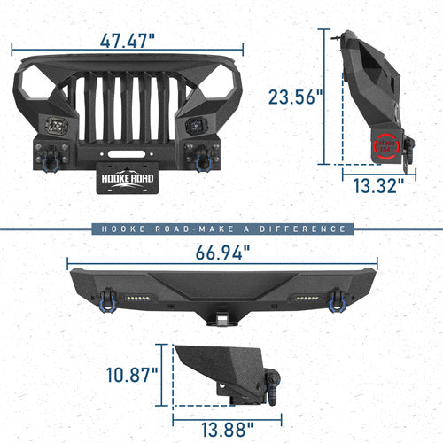 Mad Max Grill Front Bumper & Rear Bumper(18-25 Jeep Wrangler JL) - Hooke Road