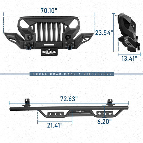 Load image into Gallery viewer, Hooke Road Mad Max Front Bumper Grill &amp; Side Steps(18-25 Jeep Wrangler JL 4-Door)

