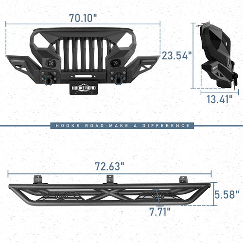 Load image into Gallery viewer, Hooke Road Mad Max Front Bumper Grill &amp; Tube Side Steps(18-25 Jeep Wrangler JL 4 Door)
