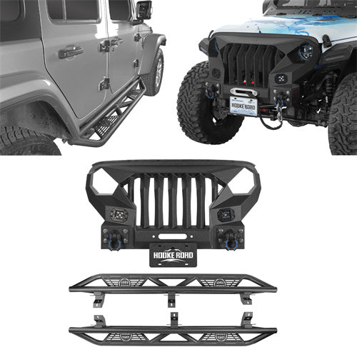 Hooke Road Mad Max Front Bumper & Side Steps(18-25 Jeep Wrangler JL 4-Door)