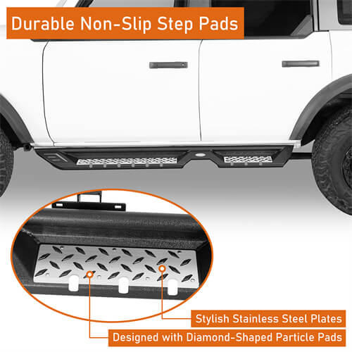 Load image into Gallery viewer, 2021 2022 2023 Ford Bronco Wheel To Wheel Running Boards Side Steps 4x4 Truck Parts For 4-Door - Hooke Road b8928 10
