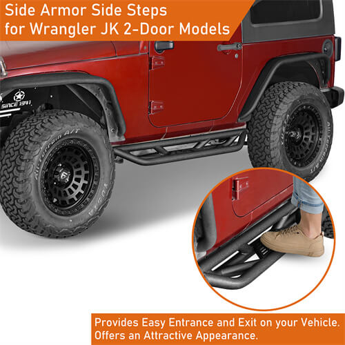 2007-2018 Jeep Wrangler JK Wheel To Wheel Running Boards Side Steps 4x4 Parts For 2-Door - Hooke Road b22087 10