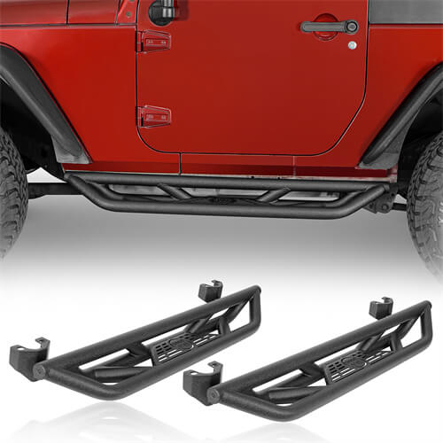 2007-2018 Jeep Wrangler JK Wheel To Wheel Running Boards Side Steps 4x4 Parts For 2-Door - Hooke Road b22087 2