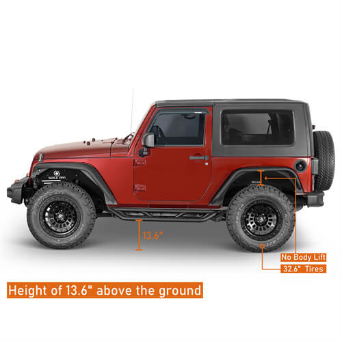 Load image into Gallery viewer, 2007-2018 Jeep Wrangler JK Wheel To Wheel Running Boards Side Steps 4x4 Parts For 2-Door - Hooke Road b22087 9
