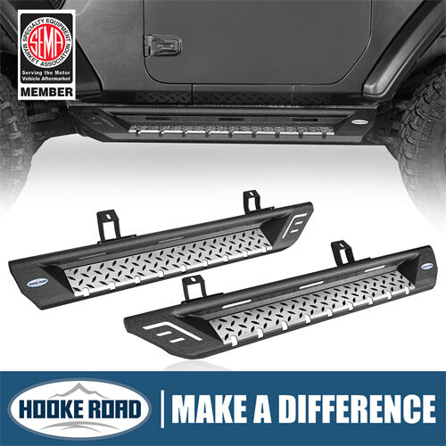 Wheel To Wheel Running Boards 4x4 Jeep Parts For 2018-2023 Jeep Wrangler JL 2-Door - Hooke Road b3051 1