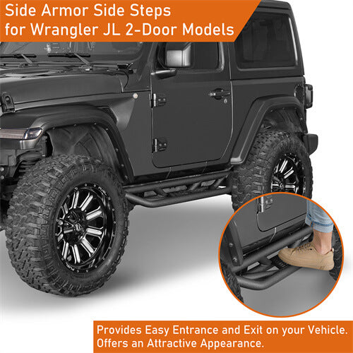 18-23 Jeep Wrangler JL Wheel To Wheel Running Boards 4x4 Jeep Parts For 2-Door - Hooke Road b3050 13