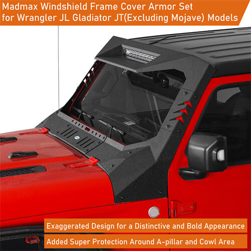 Jeep Wrangler JL & Gladiator JT Madmax Windshield Frame Cover Visor/Cowl 4x4 Jeep Parts - Hooke Road b3058s 10