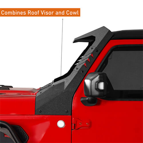 Jeep Wrangler JL & Gladiator JT Madmax Windshield Frame Cover Visor/Cowl 4x4 Jeep Parts - Hooke Road b3058s 11