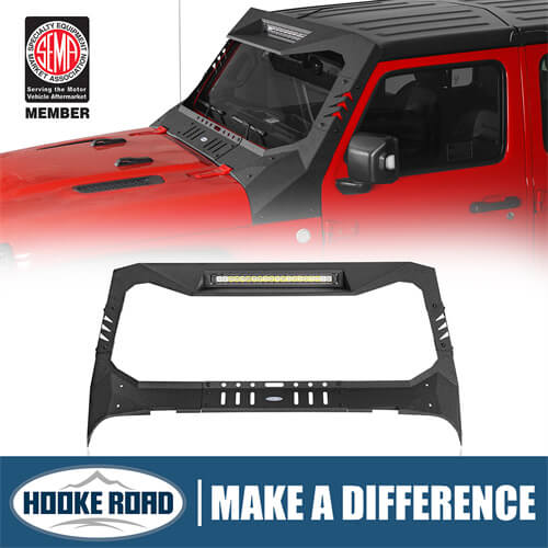 Jeep Wrangler JL & Gladiator JT Madmax Windshield Frame Cover Visor/Cowl 4x4 Jeep Parts - Hooke Road b3058s 1