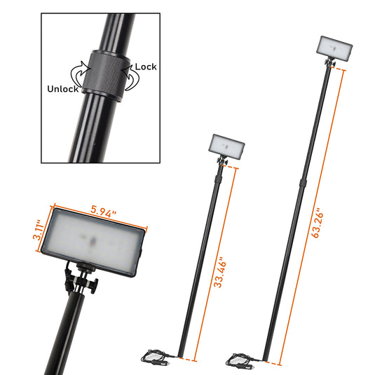 Hooke Road Outdoor LED Light Height Adjustable Camping Lamp with Pole System