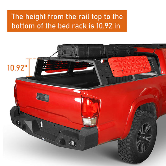 12.2" High Overland Bed Rack Fits Toyota Tacoma & Tundra - Hooke Road b9907s 12