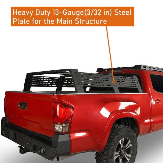 12.2" High Overland Bed Rack Fits Toyota Tacoma & Tundra - Hooke Road b9907s 5