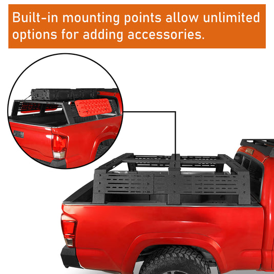 12.2" High Overland Bed Rack Fits Toyota Tacoma & Tundra - Hooke Road b9907s 8