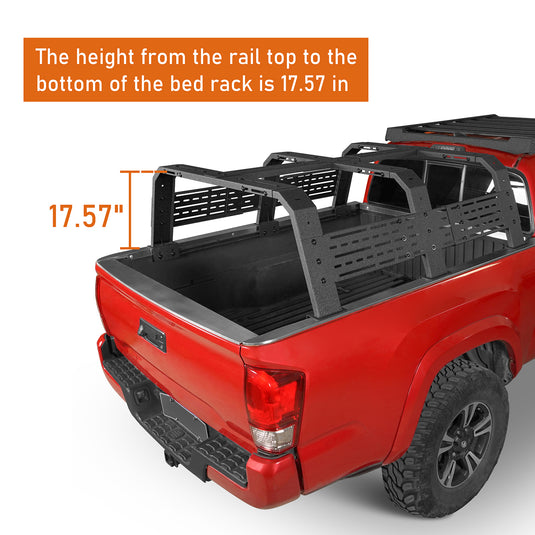 18.8" High Overland Bed Rack Fits Toyota Tacoma & Tundra - Hooke Road b9905s 12