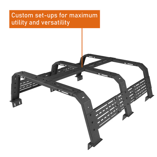 18.8" High Overland Bed Rack Fits Toyota Tacoma & Tundra - Hooke Road b9905s 14