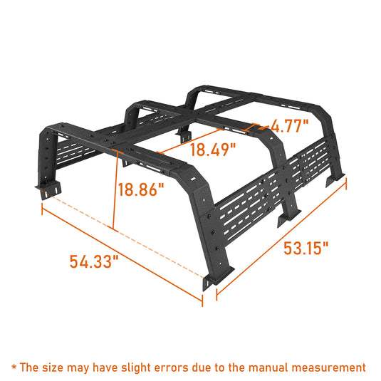 18.8" High Overland Bed Rack Fits Toyota Tacoma & Tundra - Hooke Road b9905s 17