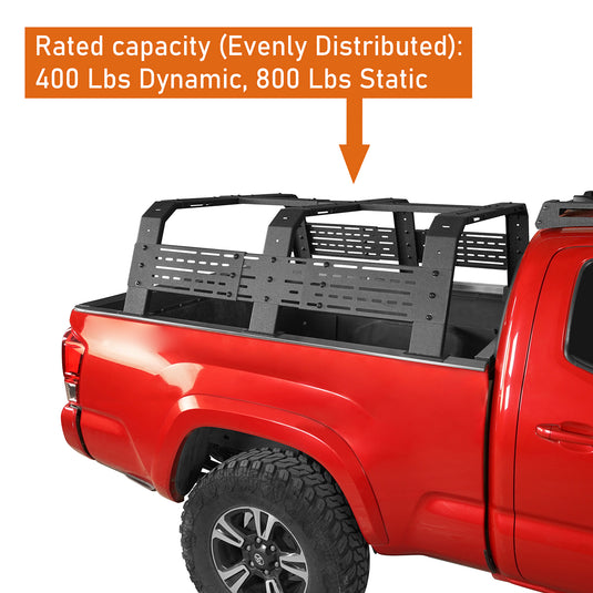 18.8" High Overland Bed Rack Fits Toyota Tacoma & Tundra - Hooke Road b9905s 6